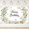 Floral Birthday Backdrop for Girls Spring Butterfly Happy Birthday Photography Background Greenery Wildflower Birthday Banner 70.8 x 43.3 Inch